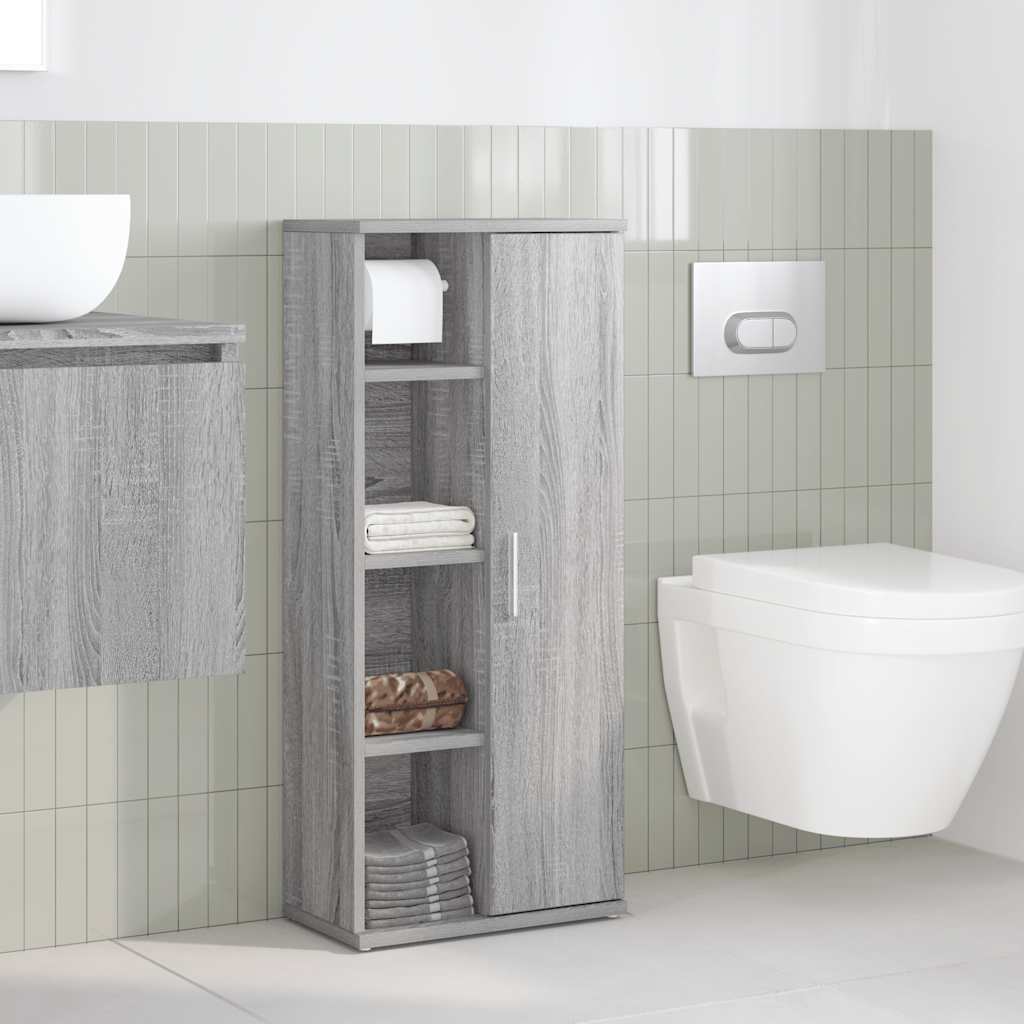 Mobile da Bagno con Portarotolo Grigio Sonoma 39x22x90 cm