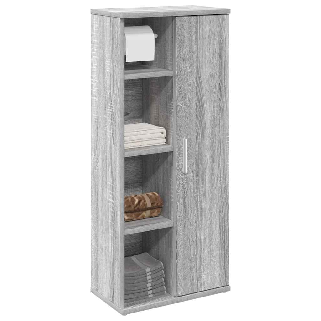 Mobile da Bagno con Portarotolo Grigio Sonoma 39x22x90 cm