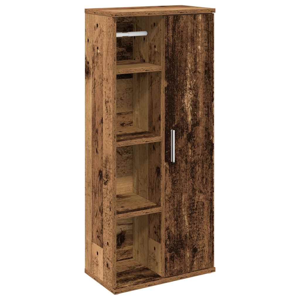 Mobile da Bagno con Portarotolo Legno Antico 39x22x90 cm