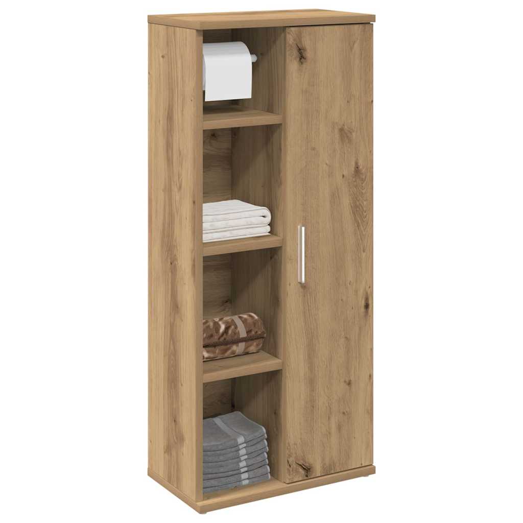 Mobile da Bagno con Portarotolo Rovere Artigianale 39x22x90 cm