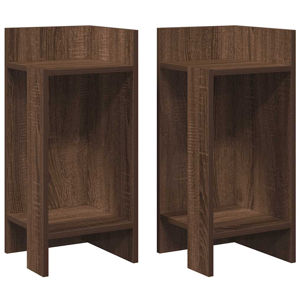 Tavolini Laterali 2 pz con Ripiano Rovere Marrone 25,5x27x60 cm