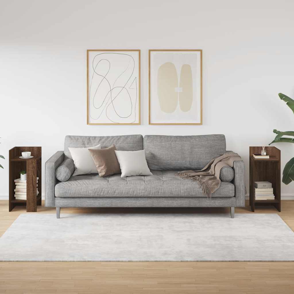 Tavolini Laterali 2 pz con Ripiano Rovere Marrone 25,5x27x60 cm