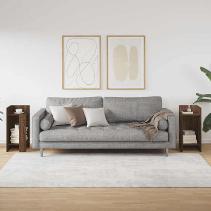 Tavolini Laterali 2 pz con Ripiano Rovere Marrone 25,5x27x60 cm