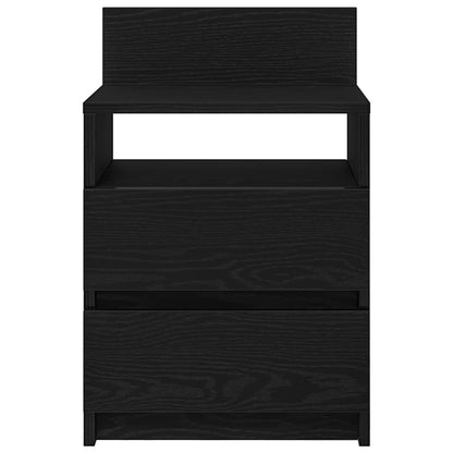Comodini 2 pz con 2 Cassetti Neri 40x33x60 cm