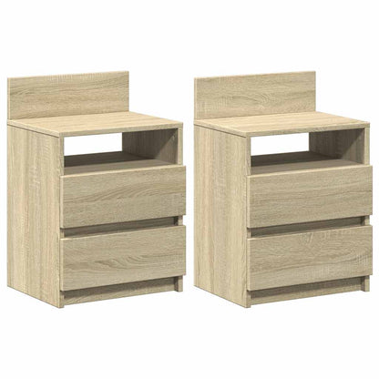 Comodini 2 pz con 2 Cassetti Rovere Sonoma 40x33x60 cm