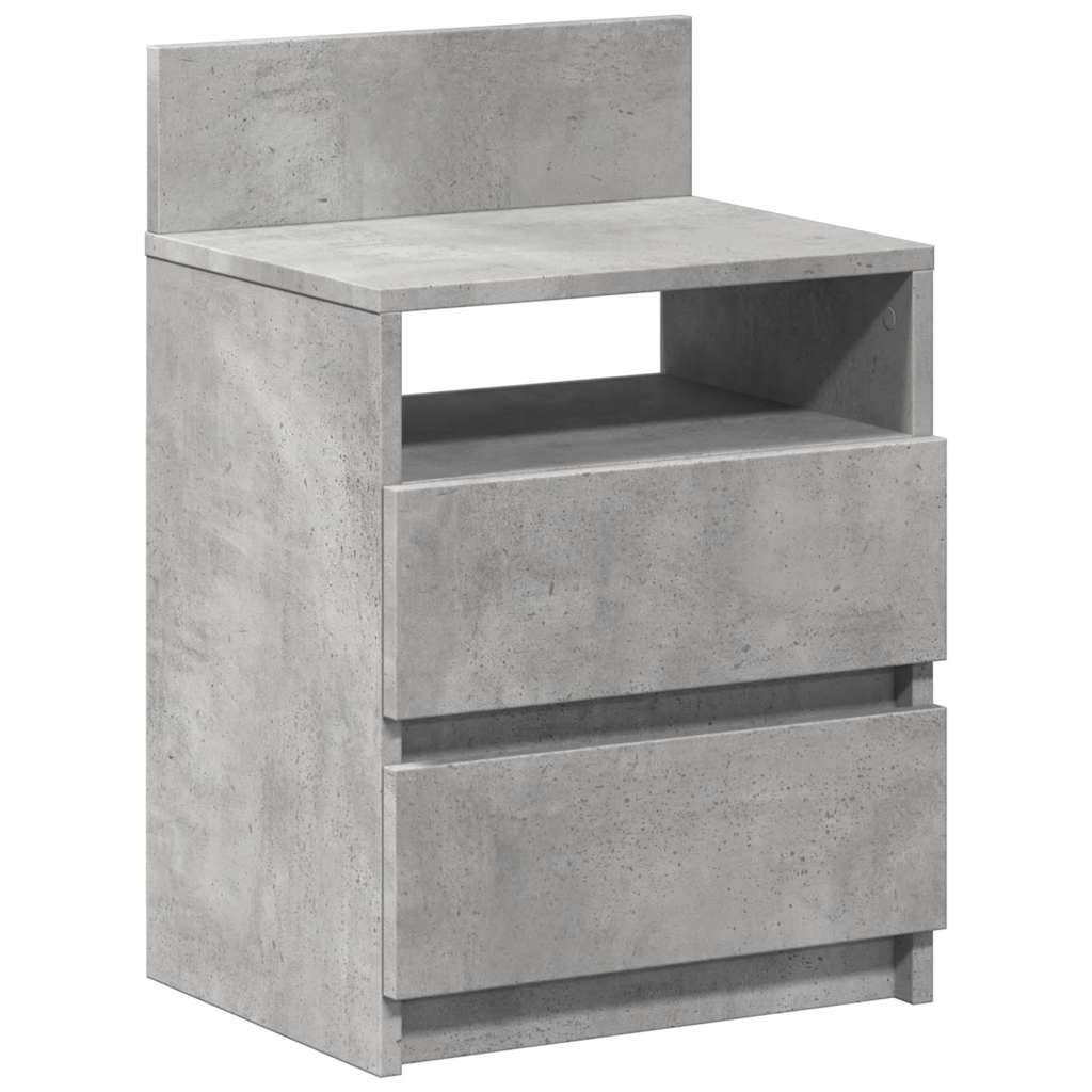 Comodino con 2 Cassetti Grigio Cemento 40x33x60 cm
