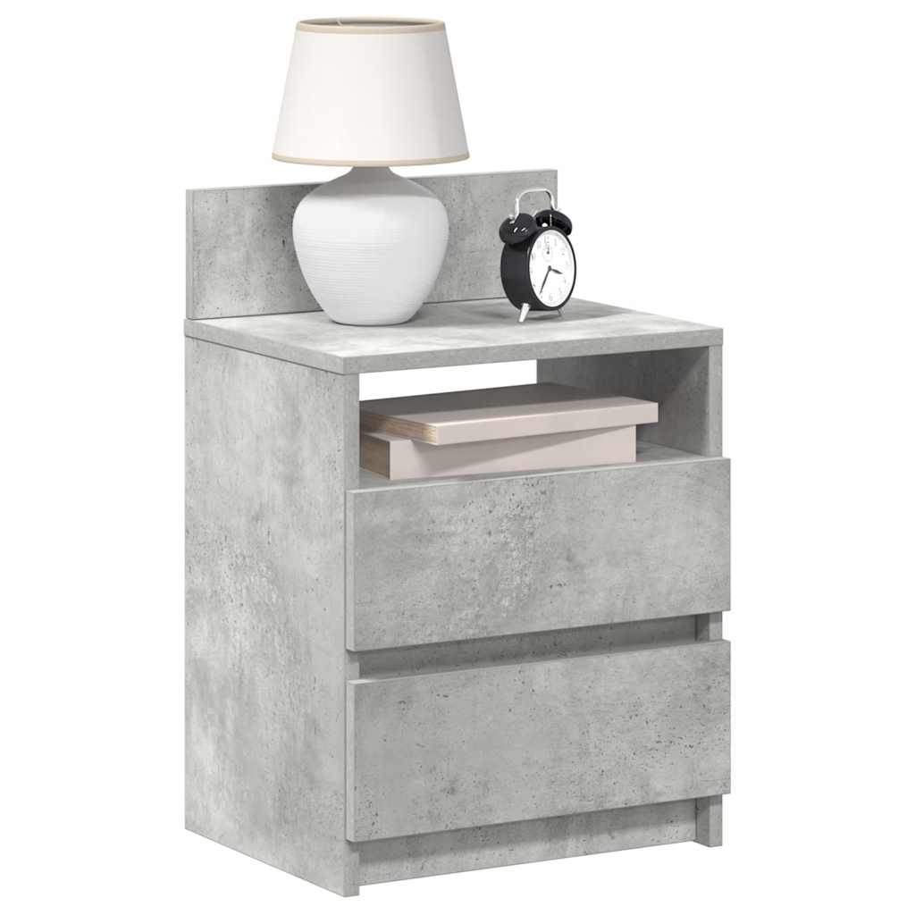 Comodino con 2 Cassetti Grigio Cemento 40x33x60 cm