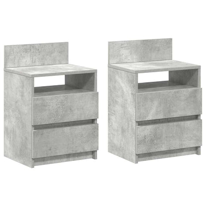 Comodini 2 pz con 2 Cassetti Grigio Cemento 40x33x60 cm