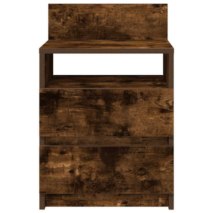 Comodino con 2 Cassetti Rovere Fumo 40x33x60 cm