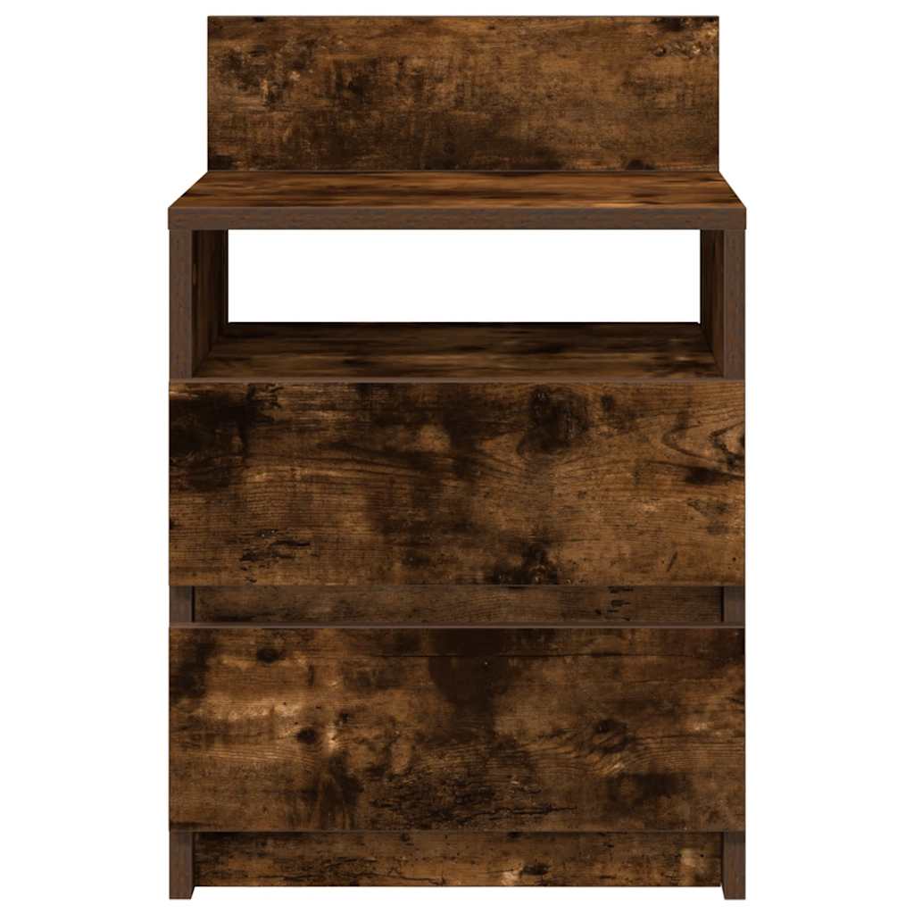 Comodini 2 pz con 2 Cassetti Rovere Fumo 40x33x60 cm