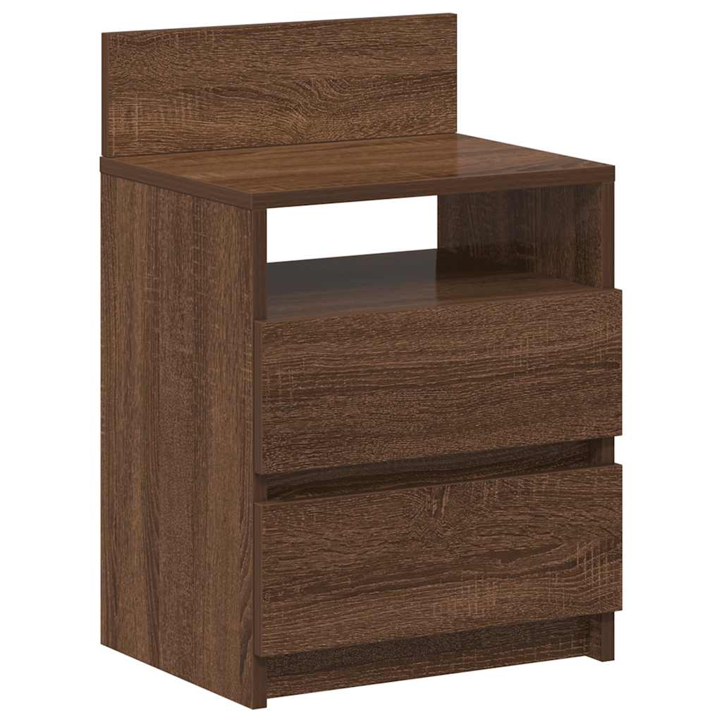 Comodino con 2 Cassetti Rovere Marrone 40x33x60 cm
