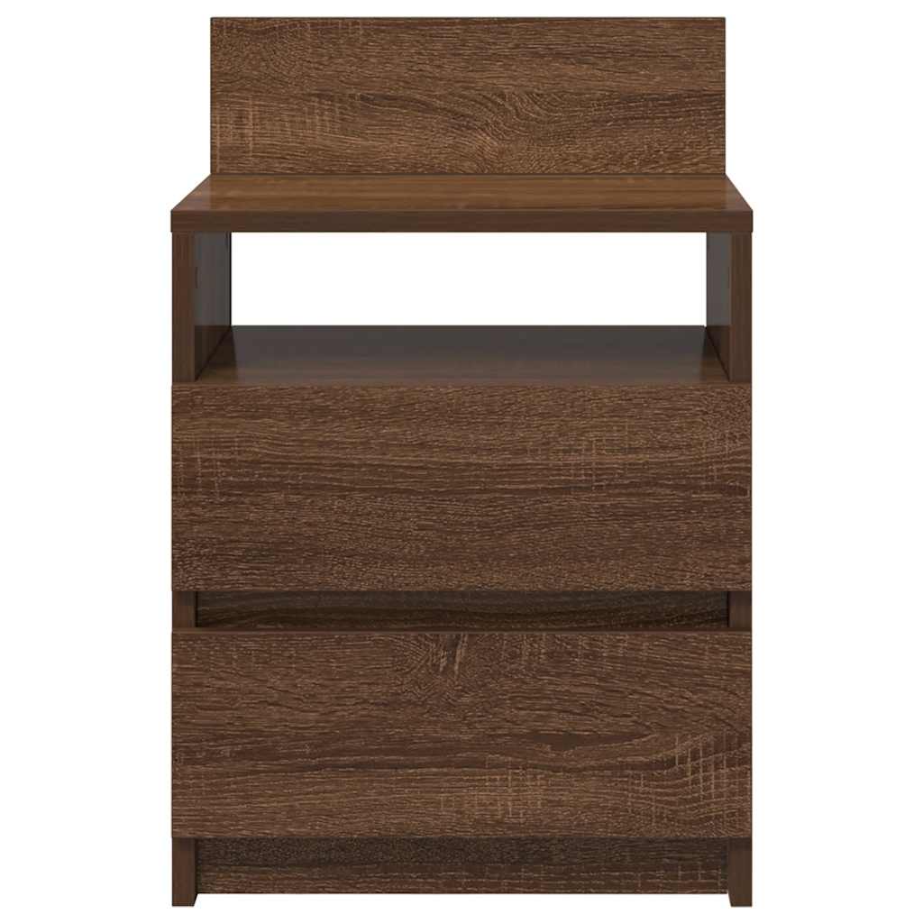 Comodino con 2 Cassetti Rovere Marrone 40x33x60 cm