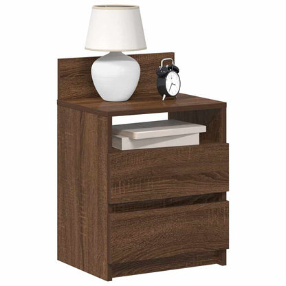 Comodino con 2 Cassetti Rovere Marrone 40x33x60 cm