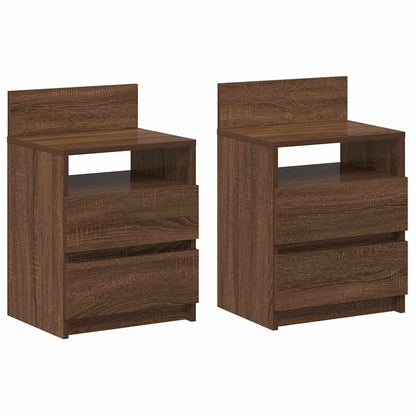 Comodini 2 pz con 2 Cassetti Rovere Marrone 40x33x60 cm