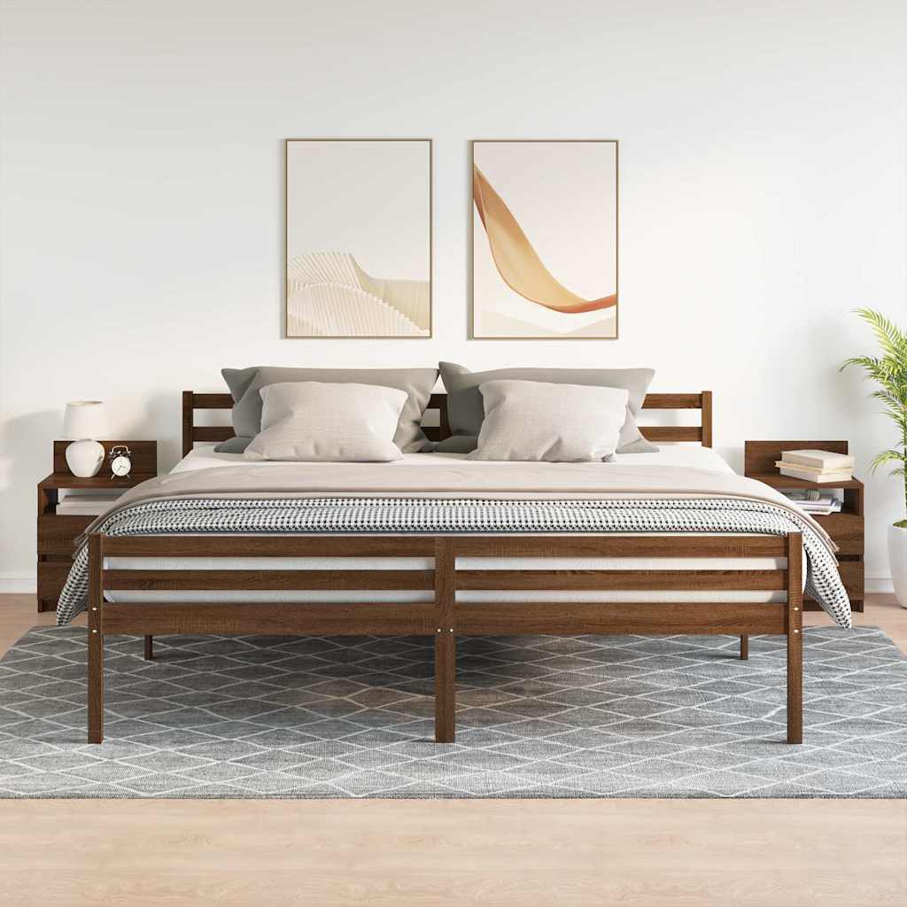 Comodini 2 pz con 2 Cassetti Rovere Marrone 40x33x60 cm