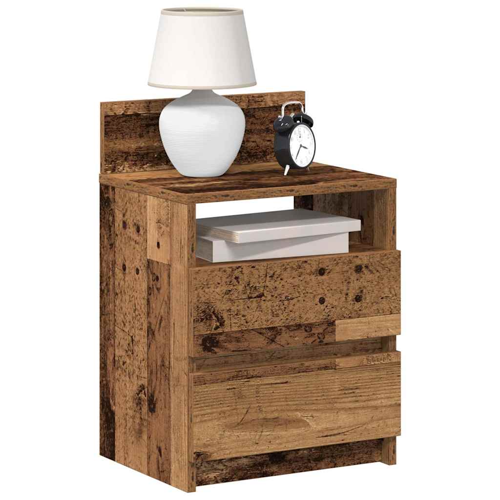 Comodino con 2 Cassetti Legno Antico 40x33x60 cm