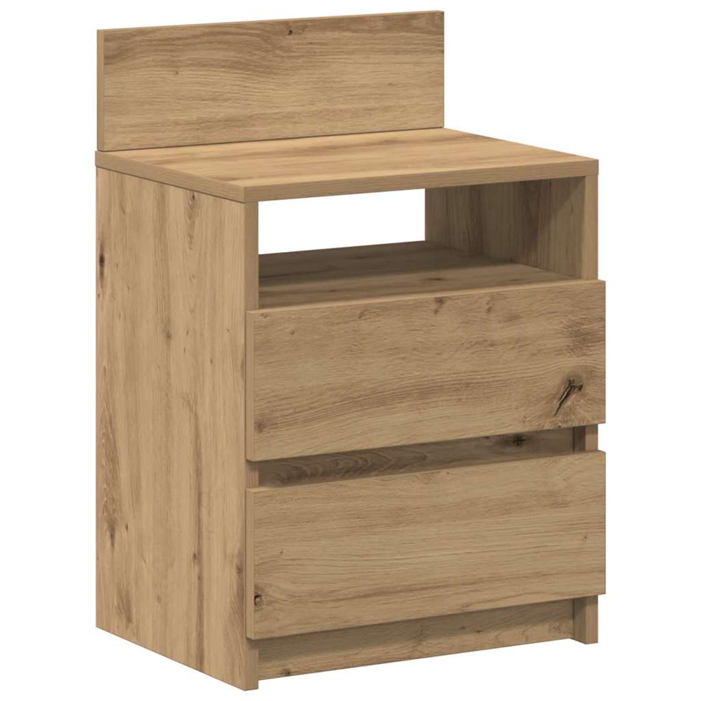 Comodino con 2 Cassetti Rovere Artigianale 40x33x60 cm