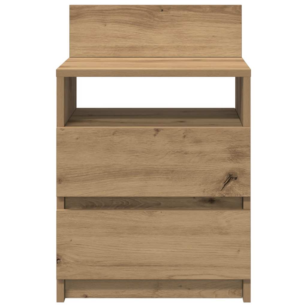 Comodino con 2 Cassetti Rovere Artigianale 40x33x60 cm