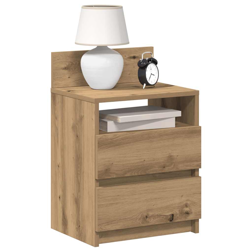 Comodino con 2 Cassetti Rovere Artigianale 40x33x60 cm