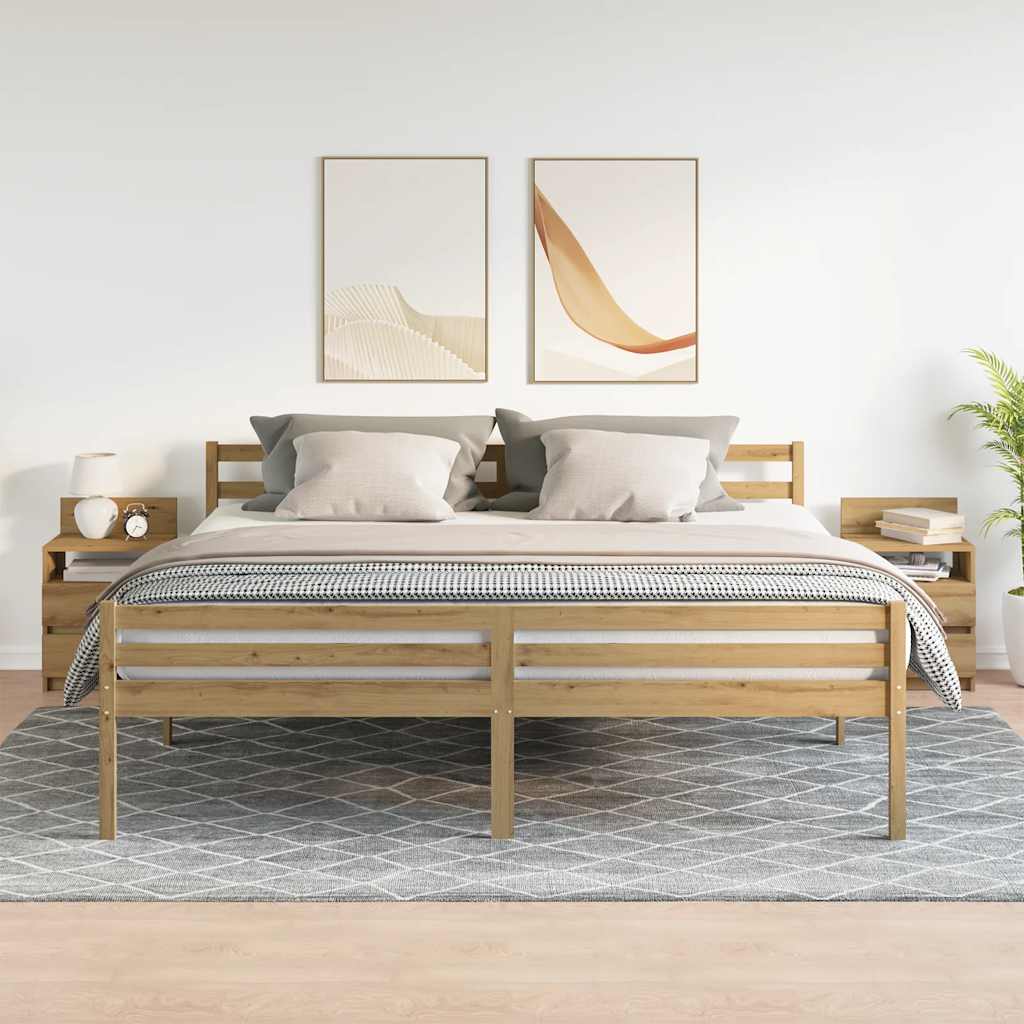 Comodini 2 pz con 2 Cassetti Rovere Artigianale 40x33x60 cm