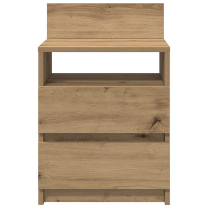 Comodini 2 pz con 2 Cassetti Rovere Artigianale 40x33x60 cm
