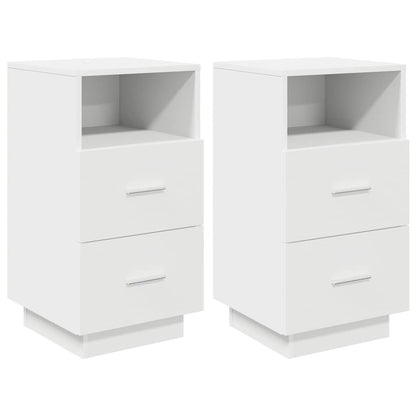 Comodini 2 pz con 2 Cassetti Bianchi 36x36x68 cm