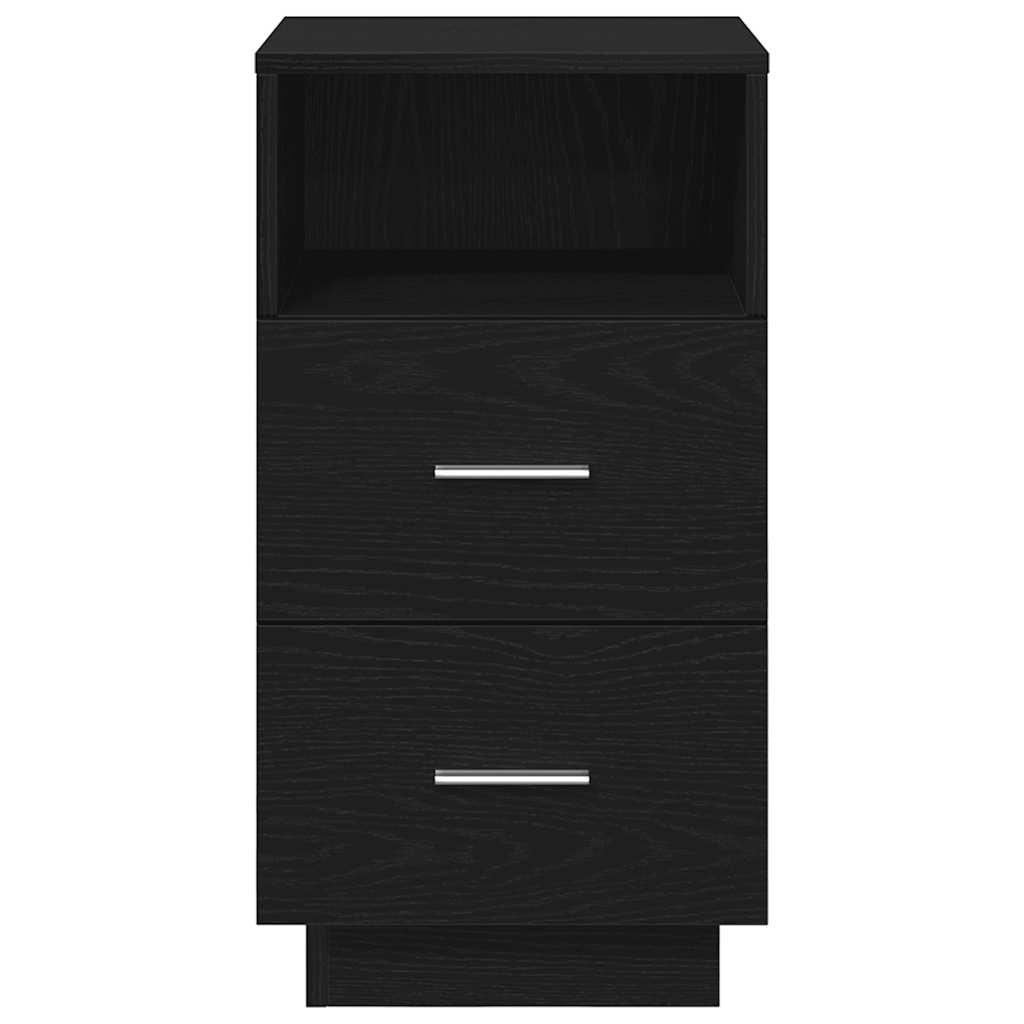 Comodino con 2 Cassetti Nero 36x36x68 cm