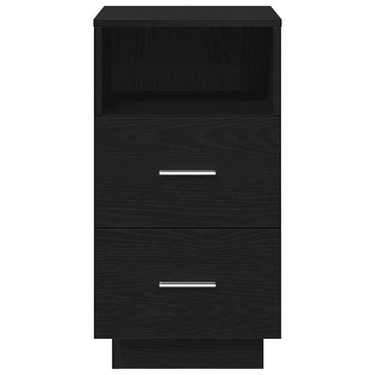 Comodino con 2 Cassetti Nero 36x36x68 cm