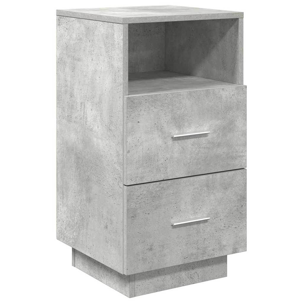 Comodino con 2 Cassetti Grigio Cemento 36x36x68 cm