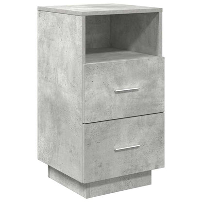 Comodino con 2 Cassetti Grigio Cemento 36x36x68 cm
