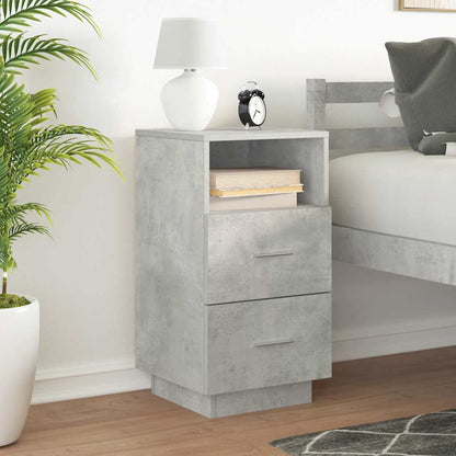 Comodino con 2 Cassetti Grigio Cemento 36x36x68 cm