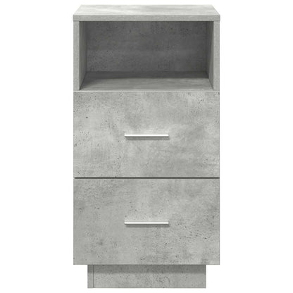 Comodino con 2 Cassetti Grigio Cemento 36x36x68 cm