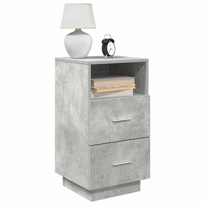 Comodino con 2 Cassetti Grigio Cemento 36x36x68 cm