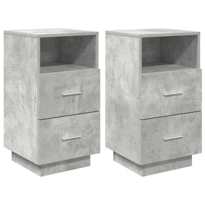 Comodini 2 pz con 2 Cassetti Grigio Cemento 36x36x68 cm