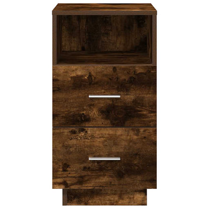 Comodino con 2 Cassetti Rovere Fumo 36x36x68 cm