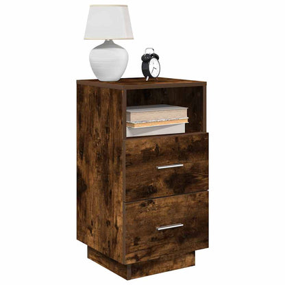Comodino con 2 Cassetti Rovere Fumo 36x36x68 cm