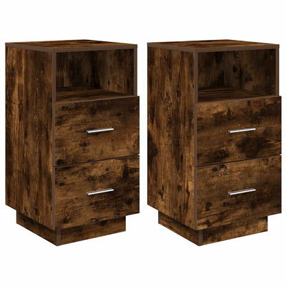 Comodini 2 pz con 2 Cassetti Rovere Fumo 36x36x68 cm