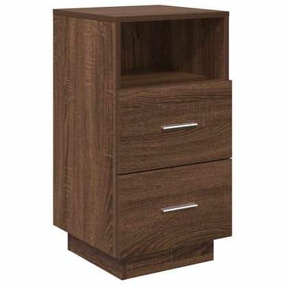 Comodino con 2 Cassetti Rovere Marrone 36x36x68 cm