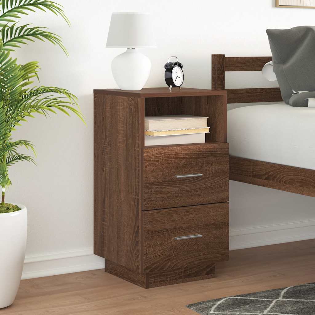 Comodino con 2 Cassetti Rovere Marrone 36x36x68 cm