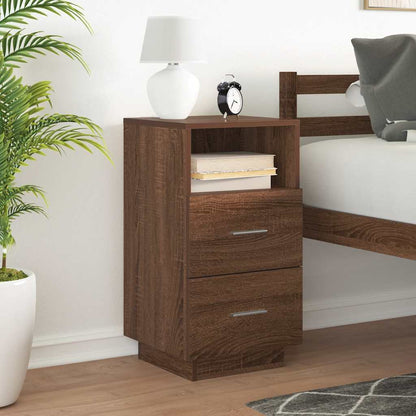 Comodino con 2 Cassetti Rovere Marrone 36x36x68 cm
