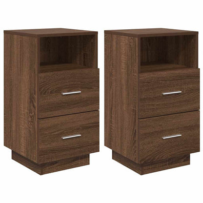 Comodini 2 pz con 2 Cassetti Rovere Marrone 36x36x68 cm