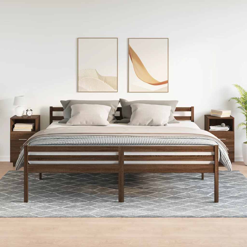 Comodini 2 pz con 2 Cassetti Rovere Marrone 36x36x68 cm