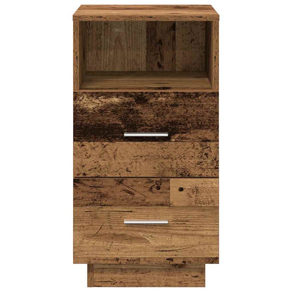 Comodino con 2 Cassetti Legno Antico 36x36x68 cm