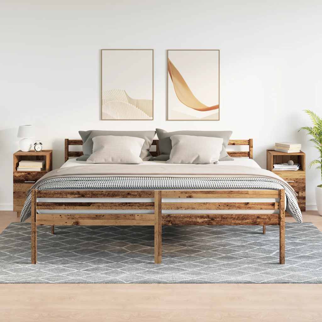 Comodini 2 pz con 2 Cassetti Legno Antico 36x36x68 cm
