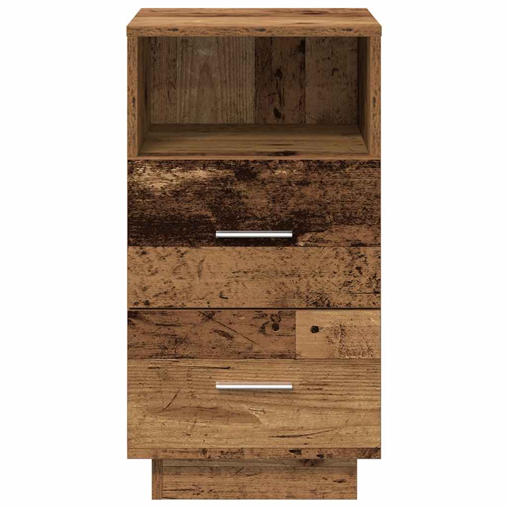 Comodini 2 pz con 2 Cassetti Legno Antico 36x36x68 cm