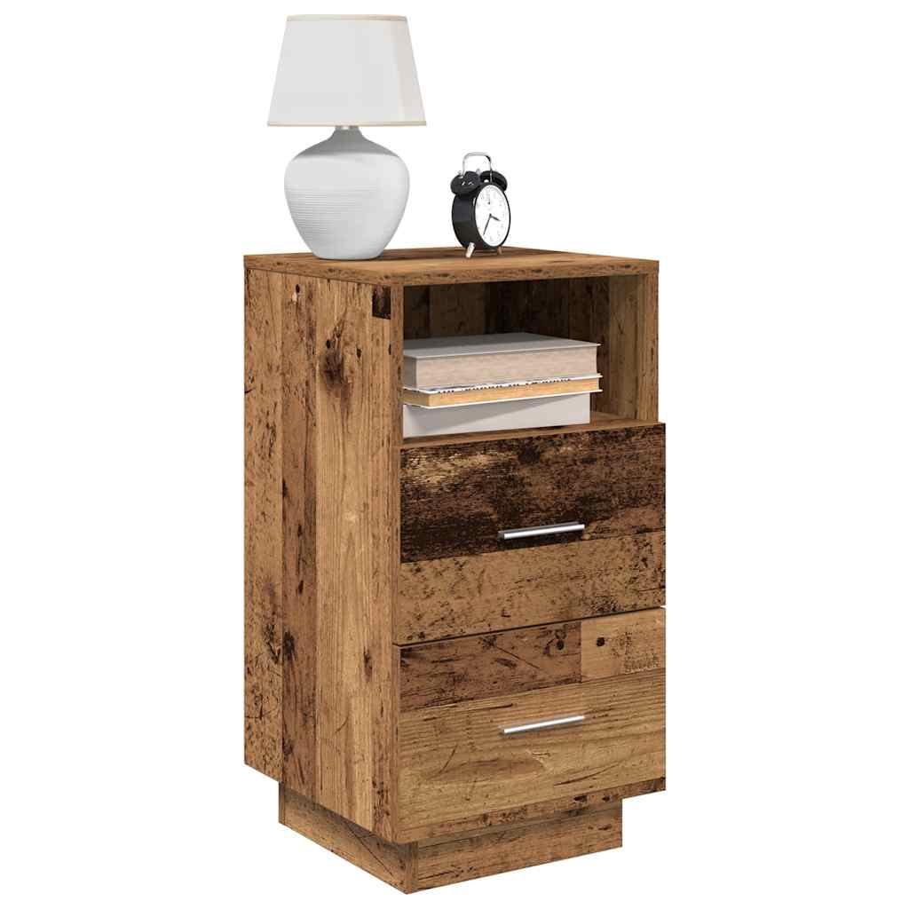 Comodini 2 pz con 2 Cassetti Legno Antico 36x36x68 cm