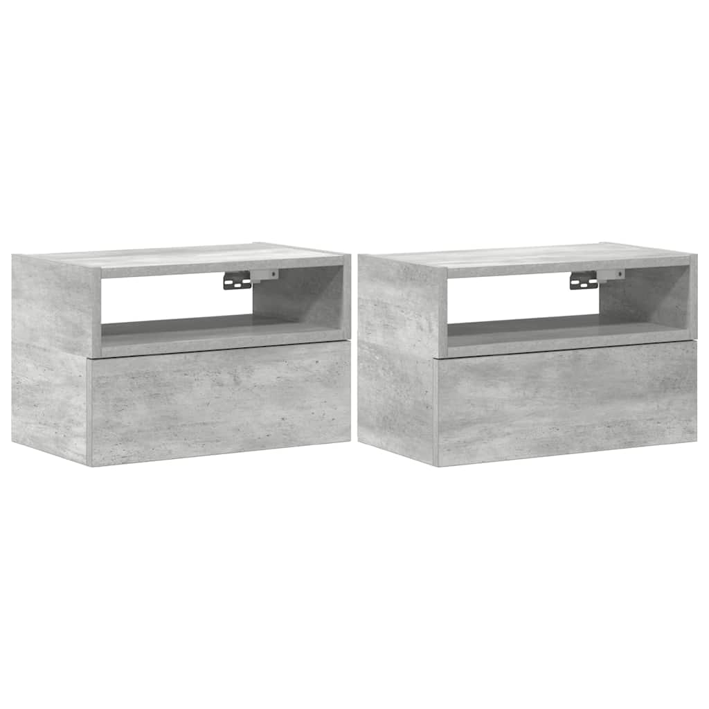 Comodini a Muro 2 pz Grigio Cemento 45x26x28,5 cm