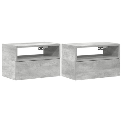 Comodini a Muro 2 pz Grigio Cemento 45x26x28,5 cm