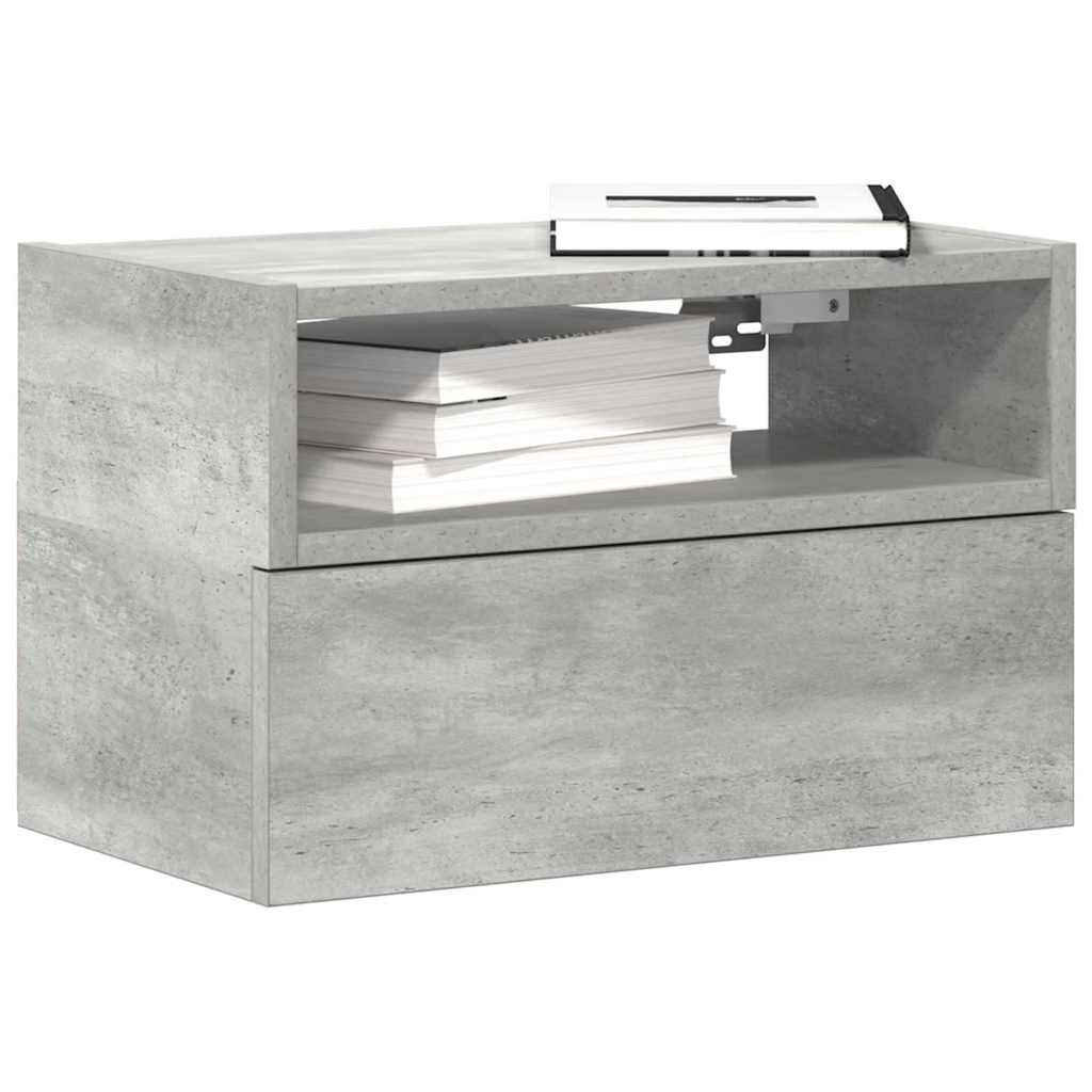 Comodini a Muro 2 pz Grigio Cemento 45x26x28,5 cm
