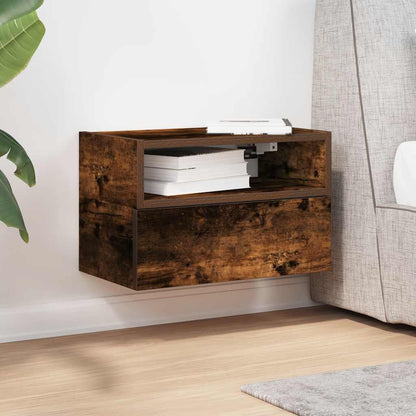 Comodino a Muro Rovere Fumo 45x26x28,5 cm